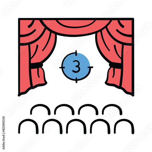 Countdown on screen icon in cinema and theater hall