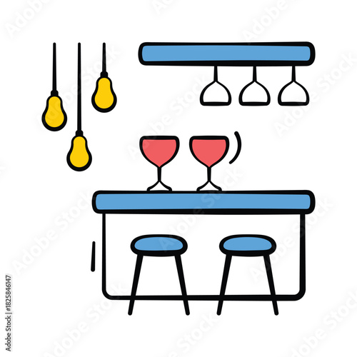 Bar table with drinks representing nightlife, parties, and entertainment