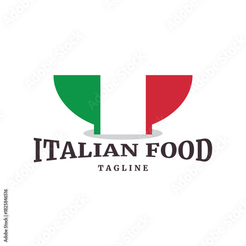 Italian food logo  bowl  traditional  icon vector symbol illustration minimalist design