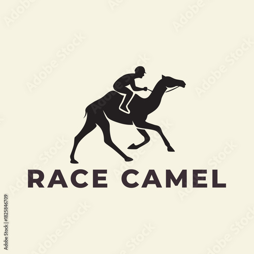 Camel racing logo  vector icon symbol illustration minimalist design