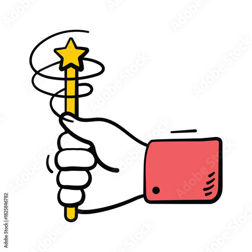 An amazing hand drawn icon of magic wand