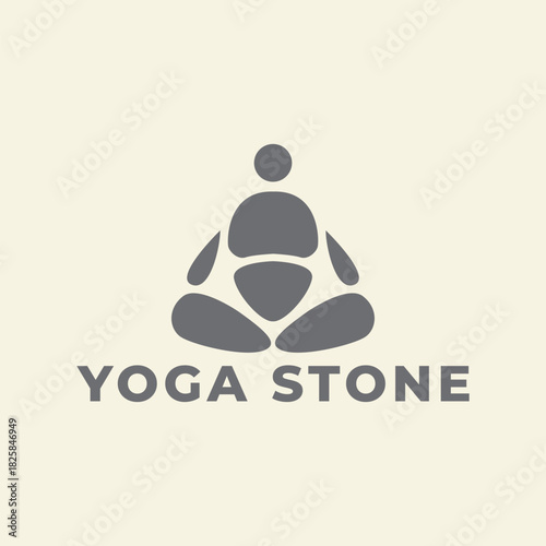 yoga logo  wellness  mediation  stone  abstract  icon vector symbol illustration minimalist design