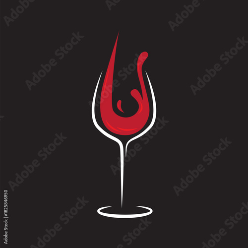 Wine logo  drink  red wine  glass  abstract  icon vector symbol illustration minimalist design