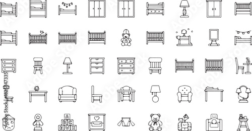 Set of furniture line icons vector outline style perfect for interior design projects and furniture store websites
