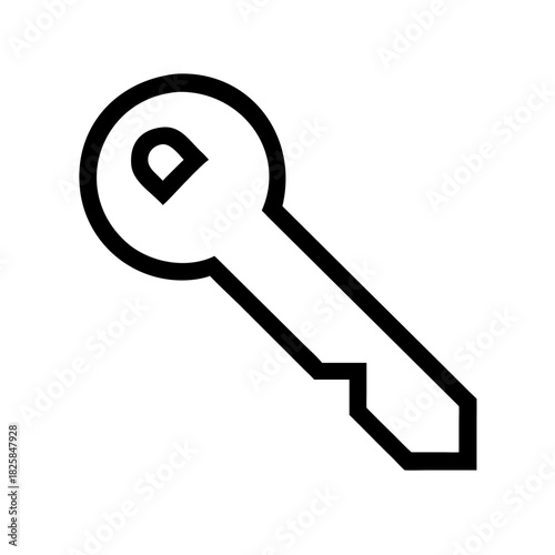 Simple black outline icon of a key