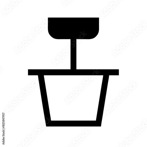 Simple black outline icon of a hanging ceiling light fixture