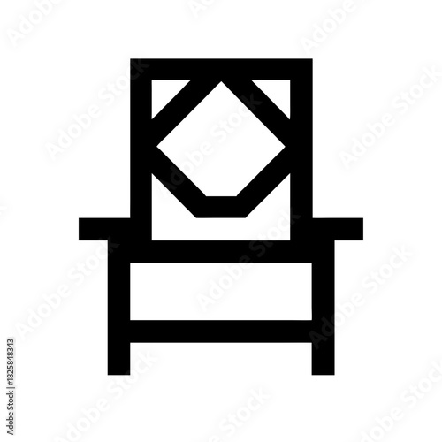 Black and white minimalist icon of a modern chair
