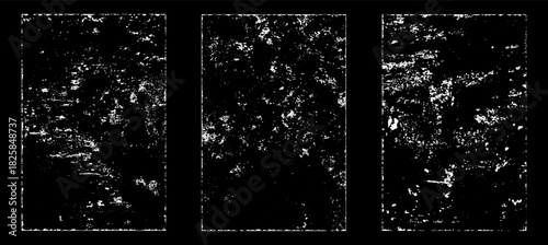 Grunge worn paper effect. Overlay texture stamps with old paper. Stamps distress grain surface dust and rough background concept. Illustration place over object to create grunge effect. Vector EPS10.

