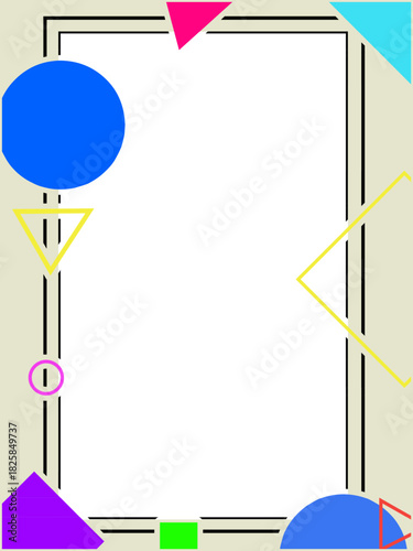 A colorful vector illustration of a vertical frame in the 80s-inspired Memphis style. Ideal for fun announcements, creative graphic templates, and fashion or pop culture designs