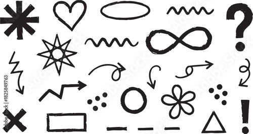 Hand-drawn doodle elements a set of simple vector symbols great for design accents and creative projects