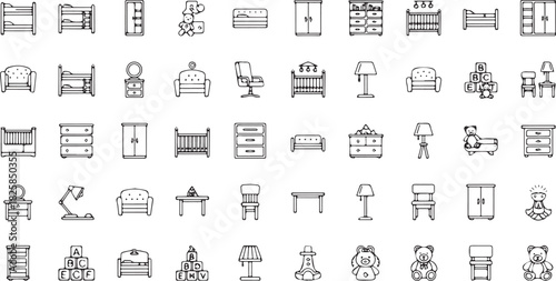 Furniture icon set simple line art vector design perfect for interior design projects and furniture store websites