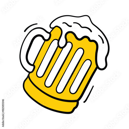 A beer mug filled with frothy beer, symbolizing relaxation and refreshment