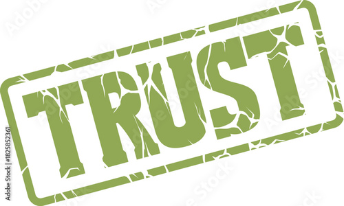 An authentic green rubber stamp with the essential word trust for building relationships