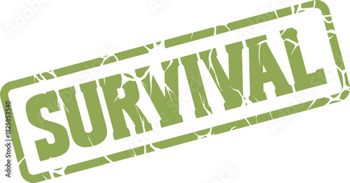 Textured green stamp with the word survival conveying resilience and overcoming challenging situations