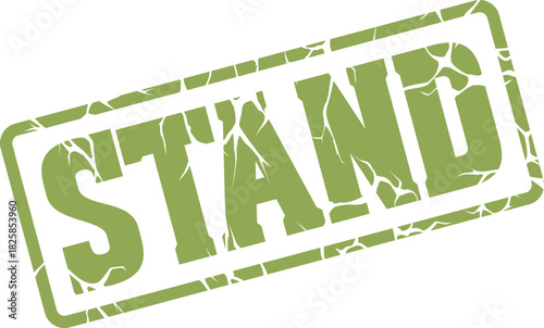 Embossed Green Stand Stamp Representing Firmness and Taking a Position on White
