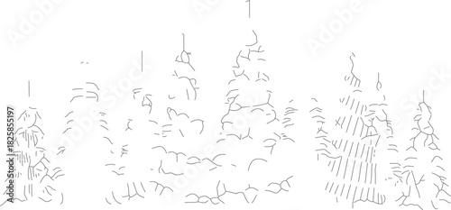 Sketch of a Winter Forest with Snow-Covered Pine Trees.