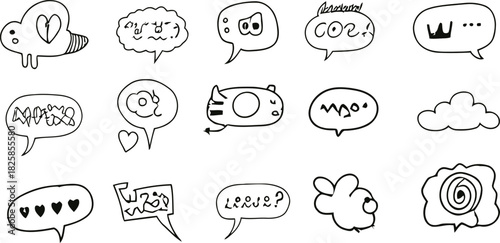 Bee animal with heart abstract doodle drawing. Hand-sketched a comic-style speech bubble on a transparent background, isolated vector illustration.