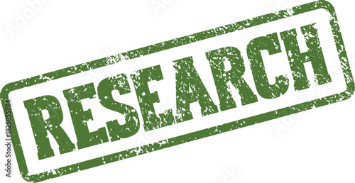 Official green research rubber stamp for academic and scientific documentation