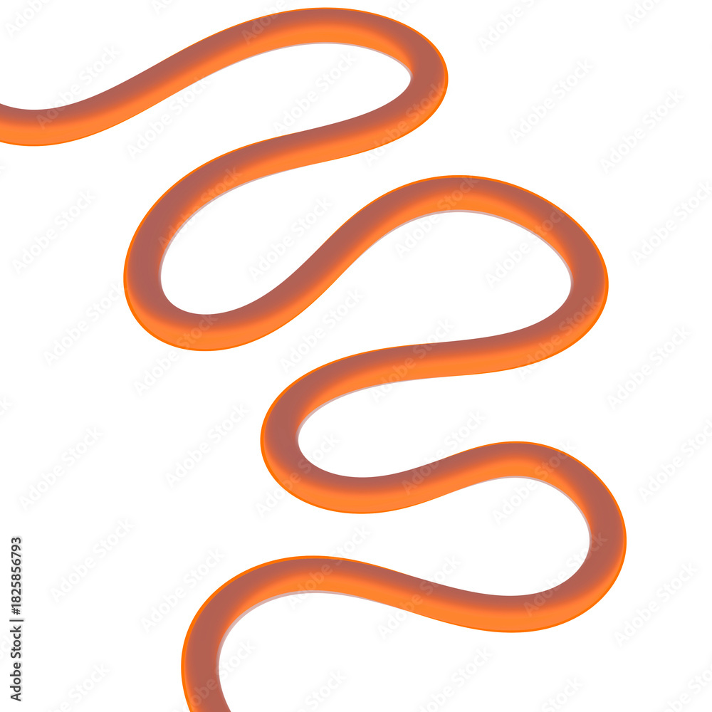 Naklejka premium A playful orange squiggle dancing against the void an on transparent background