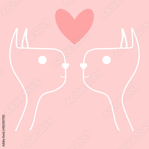 Cat and love simple illustration