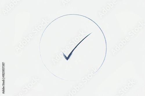 Minimalist black checkmark inside simple gray circle icon subtle design element