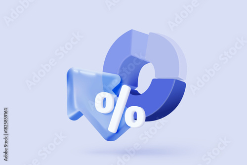 3d statistic graph icon for investment diagram report. creative solution concept on pastel background. Goal for business, bank, finance. 3d analysis investment graph vector icon render illustration