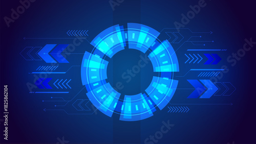 Technology HUD background. Abstract circle sci fi futuristic technology innovation concept background. Blue Tech HUD Circle Interface