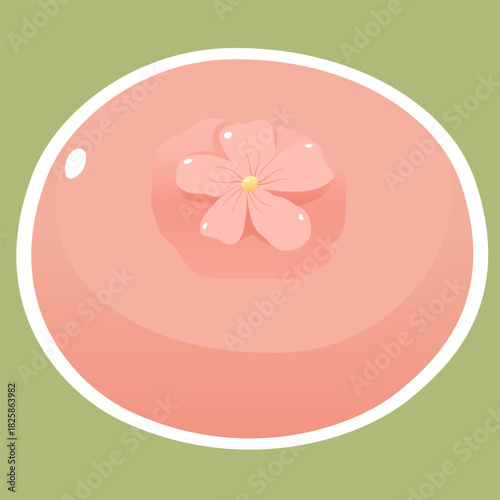 Sakura Mochi Cake Illustration Japanese Pink Sweet Dessert