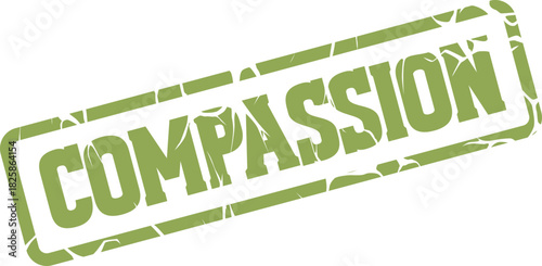 Vibrant Green Compassion Stamp Expressing Empathy and Kindness Towards Others with a Gentle Spirit