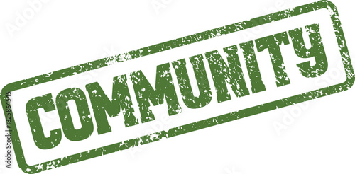 Green Community Stamp Symbolizing Social Unity and Shared Responsibilities Among People