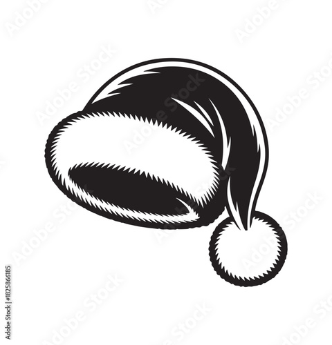 Santa Hat silhouette art, Festive Christmas Cap Illustration.