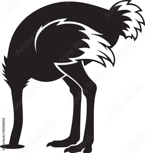 ostrich head in sand silhouette vector flat illustration design