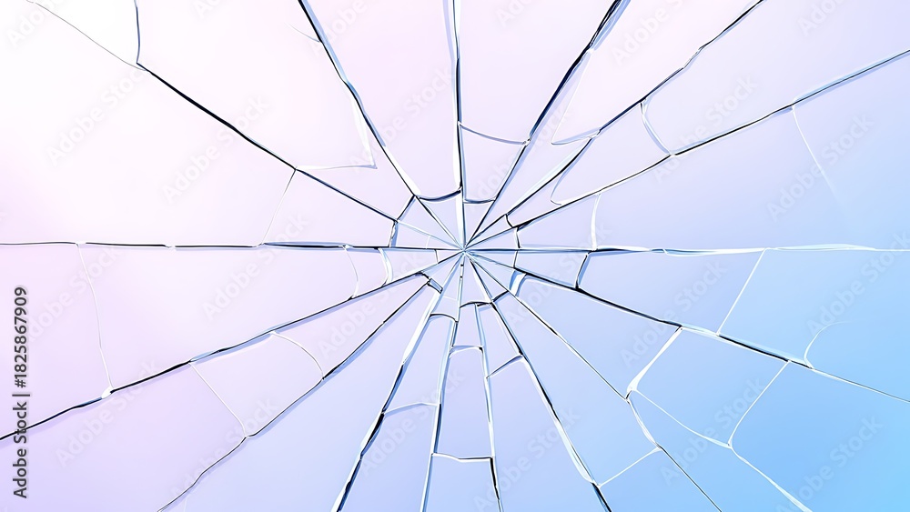 Obraz premium 中心から広がる割れたガラスの蜘蛛の巣状抽象背景