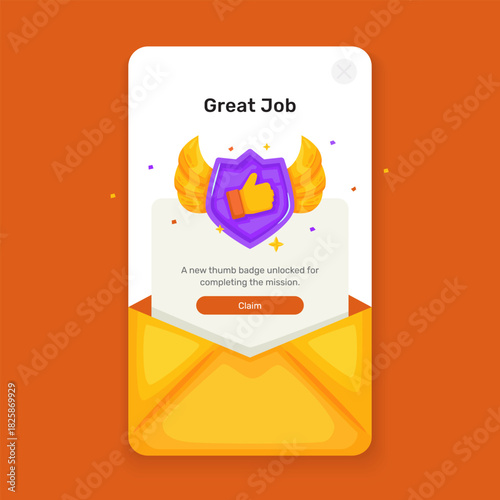 Badge Unlocked for Mission Completion Reward on Onboarding Screen Template