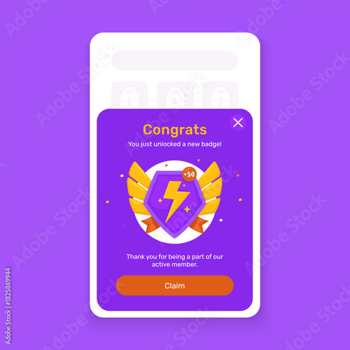 Lightning Badge Reward Popup on Onboarding Screen Template