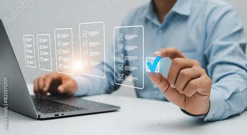 Wallpaper Mural Digital checklist on virtual screen complete tasks with business technology Torontodigital.ca