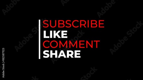 Animated call-to-action text featuring “SUBSCRIBE LIKE COMMENT SHARE” in a clean, modern style on a transparent background.
