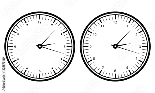 black clock isolated on white background, clock vector icon