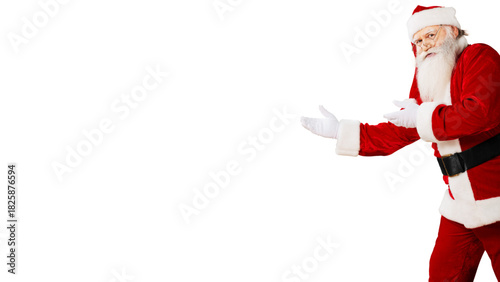 Happy Santa Claus cartoon character in red suit with a gift bag, isolated on a white background for Christmas and winter holiday greeting illustration