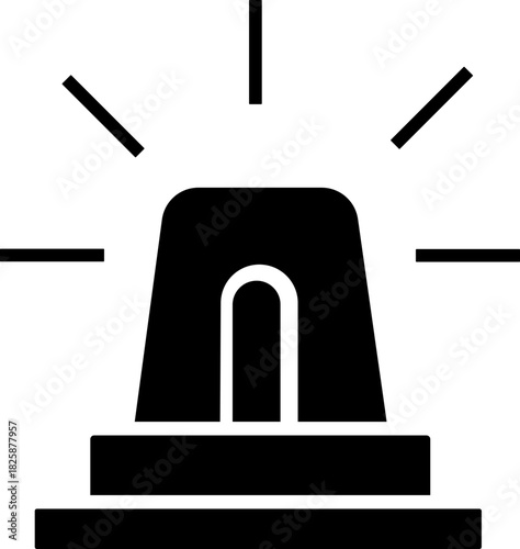 Emergency siren of ambulance or police, simple icon. Black linear icon with editable stroke, emergency siren vector icon .black outline filled version . isolated transparent background 