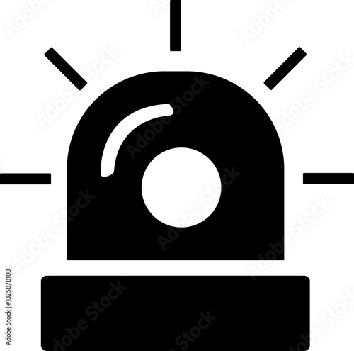 Emergency siren of ambulance or police, simple icon. Black linear icon with editable stroke, emergency siren vector icon .black outline filled version . isolated transparent background 