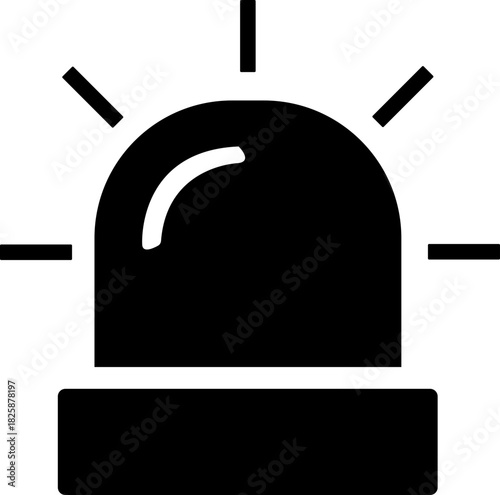 Emergency siren of ambulance or police, simple icon. Black linear icon with editable stroke, emergency siren vector icon .black outline filled version . isolated transparent background 