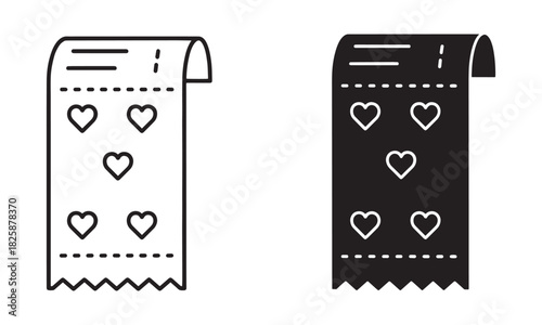 Shopping receipt with heart Icons Vector