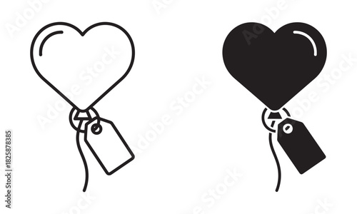 Heart Balloon tied with Tag Icons. Joy and celebration Vector