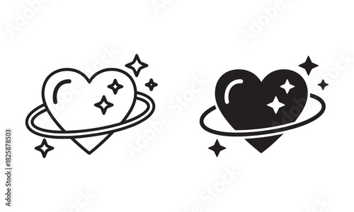 Sparkling Heart Emoji Icons small stars Vector