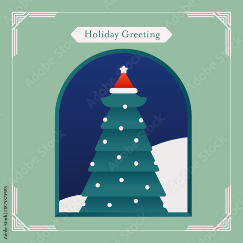 Cute Christmas tree Graphic Winter Night Illustration