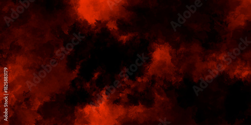 Abstract grunge red and black powder explosion cloud on black background. dark red smoke Like cloud wave effect on black. dark fire flame grunge texture background. toned fiery red sky.