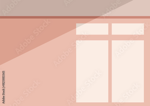 Empty room with a window and sunlight illuminating the wall. Minimalist interior space for copy or text. Abstract background for design.