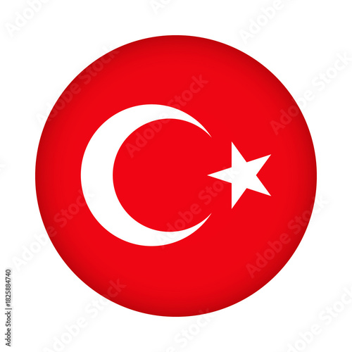 Turkiye flag round. 3d illustration round button flag of Turkey transparation png	