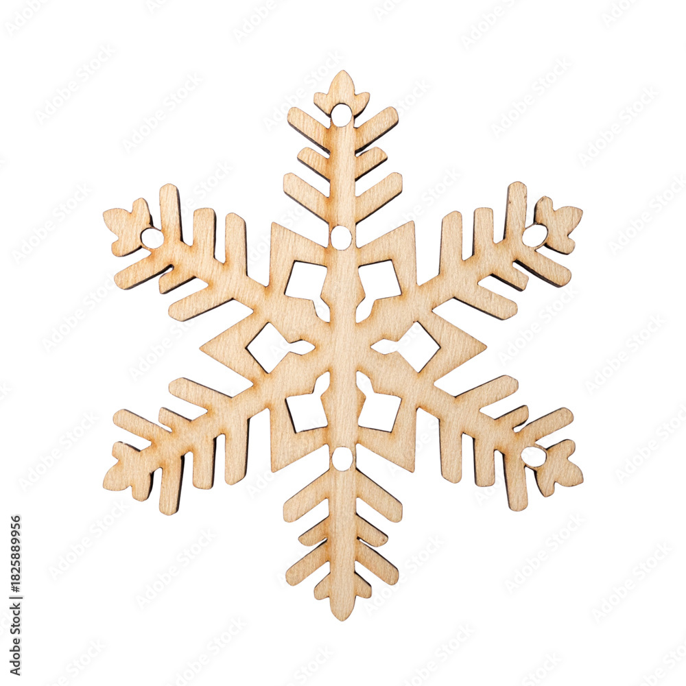 Fototapeta premium Isolated white background snowflake crystal design for winter holiday decoration